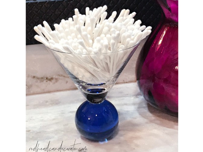 Q Tip Holder - Martini Glass