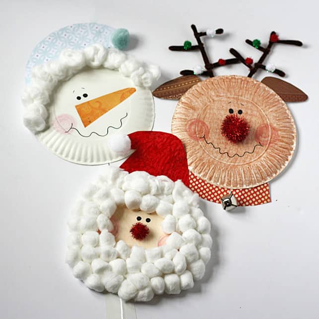 Santa, Snowman and Rudolph - Paper Plate